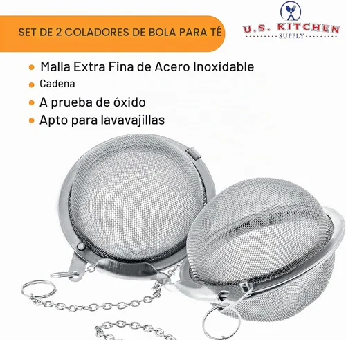 Vista 2 de U.S. Kitchen Supply - 2 infusores de bolas de té de acero inoxidable prémium