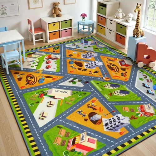 Vista 18 de STARUIA Alfombra de juego para niños, 60 x 32 pulgadas, ultra antideslizante, alfombra educativa para niños, alfombra de coche lavable