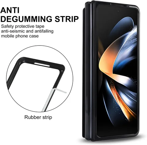 Vista 4 de Funda para Samsung Galaxy Z Fold 3 con soporte para bolígrafo S y tarjetero, protector de billetera resistente a prueba de golpes, funda de cuero