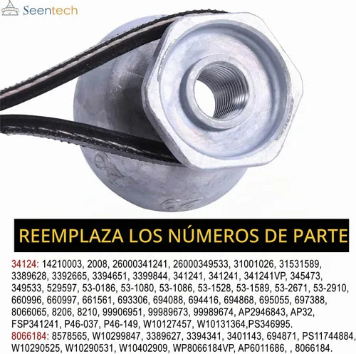 Vista 4 de Seentech 341241 Correa de secadora y polea de motor 8066184 - Compatible para secadoras Whirlpool, Kenmore – Reemplace