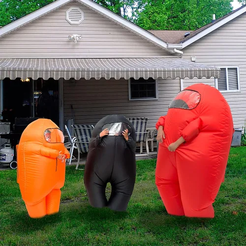 Vista 4 de Timisea Disfraz inflable de astronauta divertido disfraz de Halloween para fiesta escolar, juego de máscaras