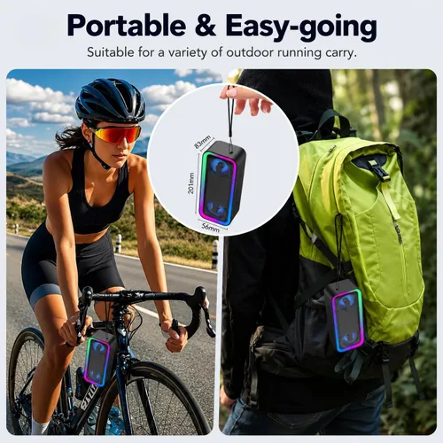 Vista 9 de IKT Altavoz Bluetooth portátil, sonido HD de 20 W, IPX7 impermeable, inalámbrico, gran sonido y graves profundos, emparejamiento TWS, 30 horas