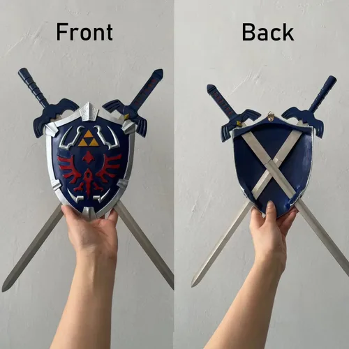 Vista 7 de Blue Shield Japanese Anime Game Cosplay Sword Hylian Shield Metal/PVC