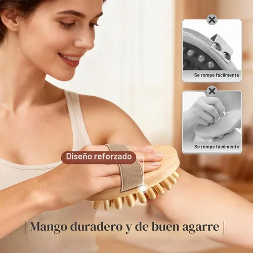 Vista 6 de 2 piezas de cepillo Meridian, herramientas de masaje de terapia de madera Beige