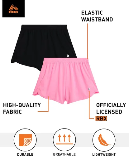 Vista 2 de RBX Girls' Active Shorts - 2 Pack Athletic Gym Dolphin Shorts (Size 4-16)