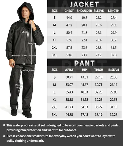 Vista 6 de SWISSWELL Rain Suits for Men Waterproof Golf Rain Gear Lightweight Raincoat Jacket and Rain Pants