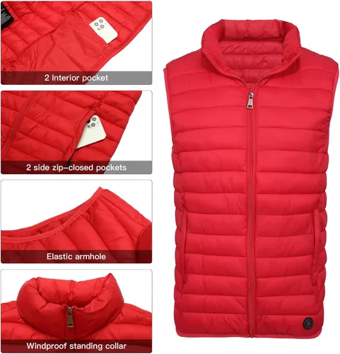 Vista 3 de Xsylxgc Chaleco acolchado ligero para hombre, chaleco aislante, resistente al agua, para exteriores, sin mangas, ropa de invierno