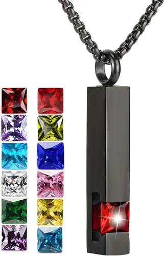 Vista 37 de YOUFENG collar con urna para cenizas, cubos de piedras natales, urna para cenizas humanas, collar de urna de cremación, relicario, recuerdo