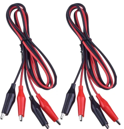 Vista 9 de 5 pares de cables de prueba dobles rojos y negros con pinzas de cocodrilo, cable de puente 16GA