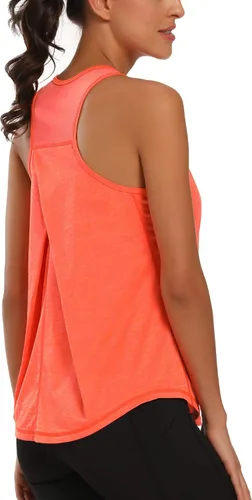 Vista 3 de Aeuui - Camisa de malla sin mangas y con espalda cruzada para mujer, para entrenar o hacer yoga, ropa de gimnasio