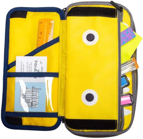 Vista 3 de Case-it PLP-120-ME Monster Eye Zipper Pencil Case with External Organizer and Grommets, 2 x 4 x 8.3 Inches, Red