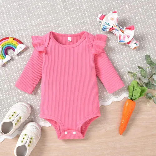 Vista 81 de Aalizzwell Conjunto de mameluco acanalado para bebé recién nacido prematuro para otoño e invierno