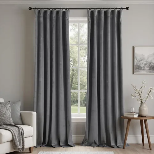 Vista 41 de Cortinas de terciopelo con trabilla trasera de 52 x 63 pulgadas de color naranja quemado de KOUFALL