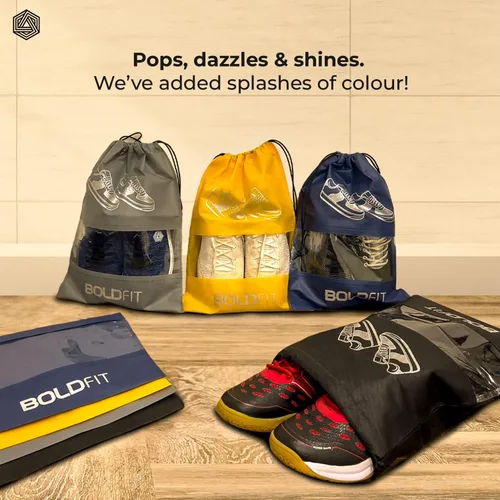 Vista 5 de Boldfit Bolsas de zapatos para artículos esenciales de viaje, fundas portátiles para almacenamiento de zapatos a prueba de polvo para embalaje