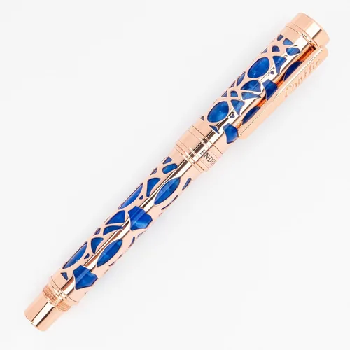 Vista 6 de Conklin Endura Deco Crest - Pluma estilográfica en azul, punta media, instrumento de escritura prémium