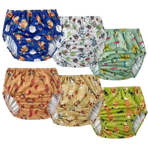 Vista 7 de BISENKID Paquete de 6 fundas impermeables de plástico para ropa interior para entrenamiento de orinal y buen elástico para ropa interior de plástico