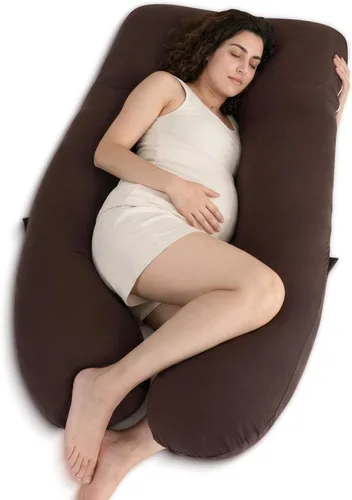 Vista 17 de QUEEN ROSE - Almohadas corporales refrescantes para embarazo, sedosas, en forma de U, tamaño de 55 pulgadas, para dormir, alivio del dolor de Azul