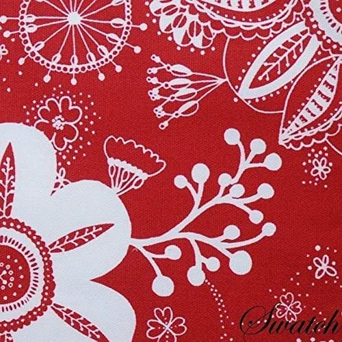 Vista 3 de Mantel cuadrado rojo con estampado floral y vid de 54 pulgadas