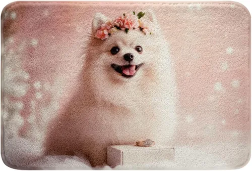 Vista 9 de Alfombra de baño antideslizante de Navidad con diseño de perro salchicha para niños, tapete de baño antideslizante con temática de animales, 16 x 24