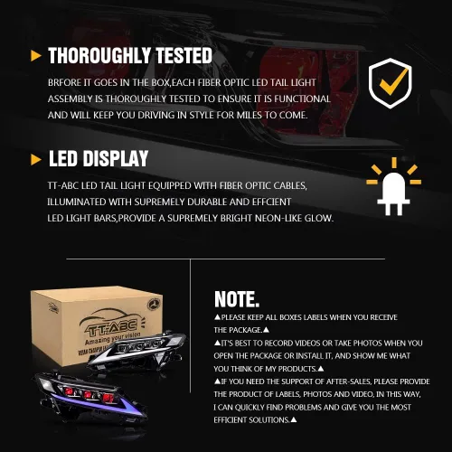Vista 5 de T T-ABC Faros delanteros y luces traseras para Toyota Camry Faro y Luz Trasera 2018-2024 LE XLE SE XSE TRD Faro 6 Lente 8ª Generación Accesorios