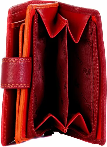 Vista 6 de RB40 Cartera y monedero de cuero suave pequeño multicolor para mujer, Rojo