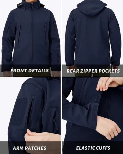 Vista 6 de MAGCOMSEN - Chaqueta táctica para hombre, de invierno, con forro polar y bolsillos múltiples, para esquiar, impermeable, forrada
