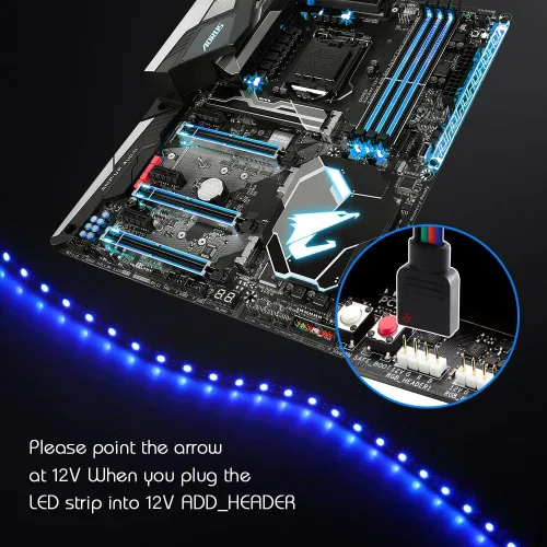 Vista 5 de Tira de luz LED RGB para PC, 19.7 pulgadas, tira LED RGB de 12 V y 4 pines RGB para ASUS Aura Sync, Gigabyte RGB Fusion, MSI Mystic Light, ASRock RGB
