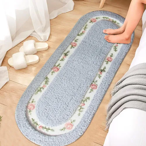 Vista 6 de Abreeze Alfombra rosa para sala de estar y dormitorio, antideslizante, ultrasuave, lavable y absorbente, 17.71x49.21 pulgadas, color azul