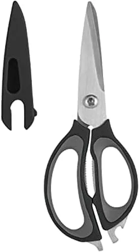 Vista 11 de Farberware Tijeras de cocina 4 en 1 con mango negro, tijeras de acero inoxidable de alto carbono con abridor de botellas, abridor de tarros