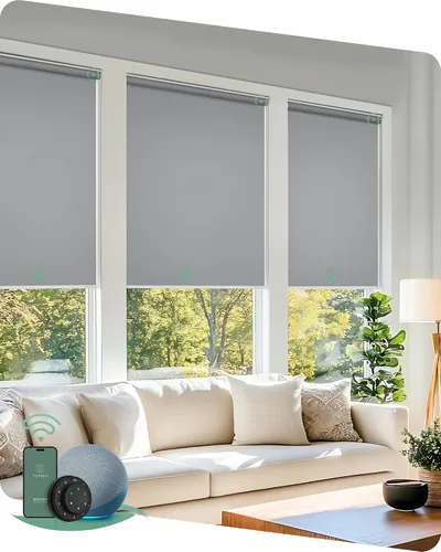 Vista 19 de Yoolax Persianas motorizadas con control remoto, persianas inteligentes opacas para ventanas, persianas enrollables motorizadas, persianas