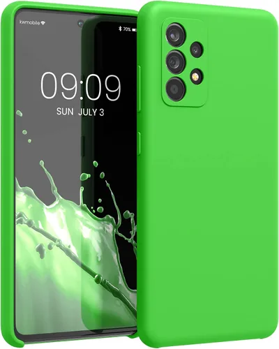 Vista 8 de kwmobile Funda Compatible con Samsung Galaxy A14 5G - Funda de teléfono de TPU y silicona con acabado suave - Verde Lima