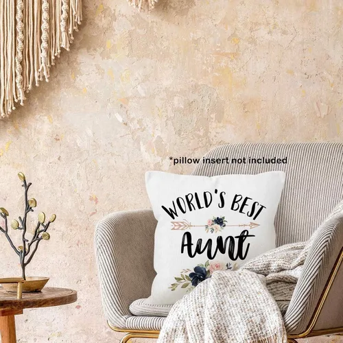 Vista 2 de World's Best Aunt Gifts - Funda de almohada de 18 x 18 pulgadas, funda de almohada de cumpleaños para tía y tía, funda de almohada cuadrada