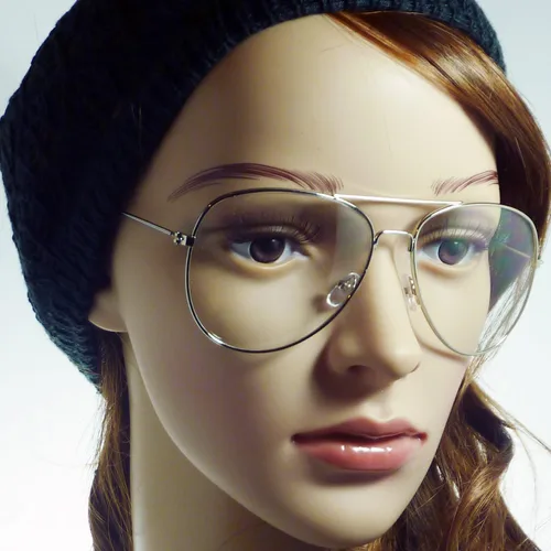 Vista 3 de Vintage Aviator Retro Metal Cuadrado Marco Lente Transparente Gafas de Ojo Plata