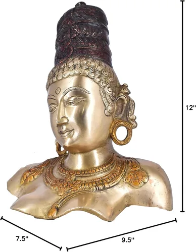 Vista 6 de Figura de ídolo de Parvati de latón de ballena blanca, pieza decorativa para el hogar