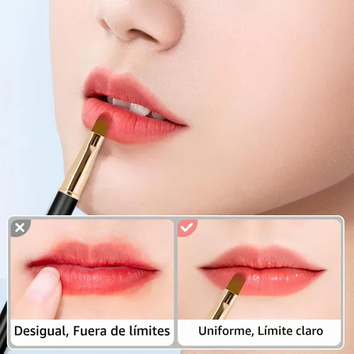 Vista 3 de Unaone [Paquete de 2] Pincel de labios para lápiz labial, pinceles de labios retráctiles, pincel de maquillaje de doble punta para lápiz labial