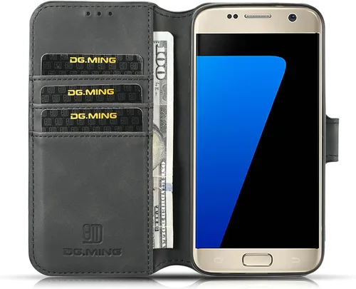 Vista 2 de UEEBAI Funda de cuero PU para Samsung Galaxy S7, Vintage Retro Premium Wallet Flip Cover TPU Inner Shell [Ranuras para tarjetas] [Cierre magnético]