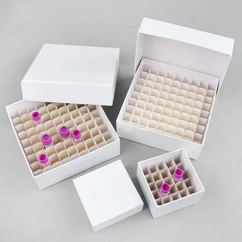 Vista 5 de Caja de cartón para congelador, color blanco/81, revestimiento resistente al agua y al hielo, para almacenar crioviales de 0.07 a 0.0 onzas líquidas