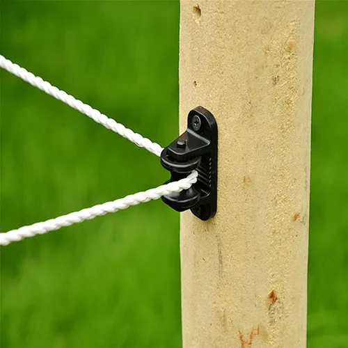 Vista 6 de QMARK Paquete de 40 aisladores eléctricos de rodillo de poste de madera, aisladores de esquina, color negro