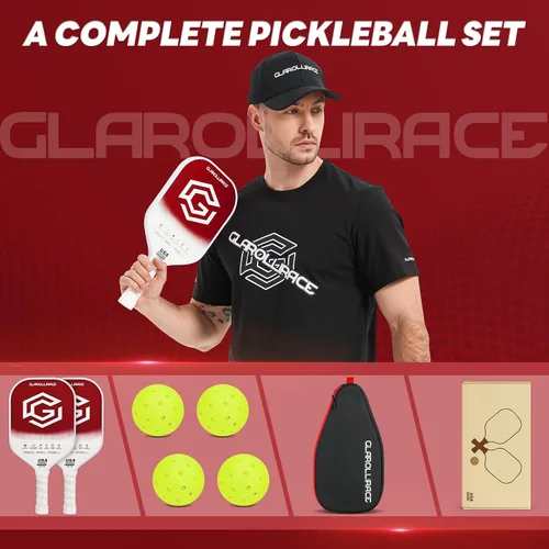 Vista 7 de Juego de 2 palas de pickleball 4 raquetas de pickleball, juego de pickleball aprobado por USAPA, superficie de fibra de vidrio fibra de carbono