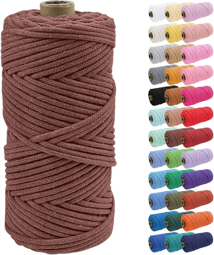 Vista 19 de JeogYong Cuerda de macramé de 0.157 in x 109 yardas, cuerda trenzada de algodón natural, cuerda de macramé para bolsas de ganchillo, colgar