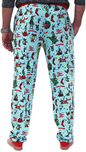Vista 3 de Dr. Seuss The Grinch - Pantalones de pijama de Papá Noel con bolsillos para hombre