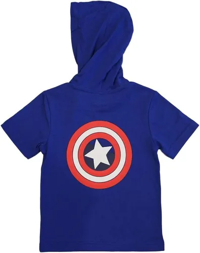 Vista 2 de Marvel Avengers playera con capucha para niños pequeños con máscara