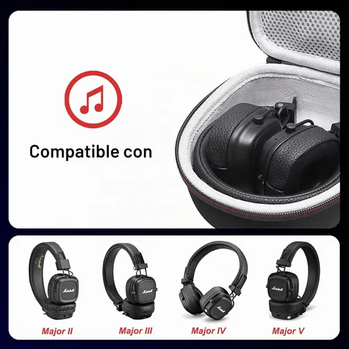 Vista 2 de LTGEM - Funda para auriculares compatible con auriculares Bluetooth inalámbricos Marshall Major V/IV/III/II, bolsa de almacenamiento de viaje