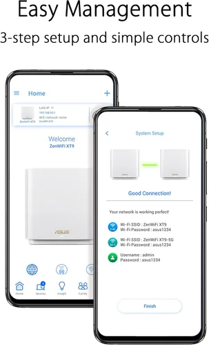 Vista 6 de ASUS ZenWiFi XT9 AX7800 Tri-Band WiFi6 Mesh WiFiSystem (paquete de 2), 802.11ax, hasta 5700 pies cuadrados y más de 6 habitaciones, AiMesh, blanco