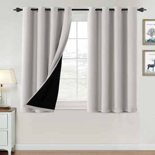 Vista 57 de H.VERSAILTEX Cortinas 100% de opacidad para dormitorio, con aislamiento térmico, cortinas opacas de 63 pulgadas de largo, cortinas de bloqueo