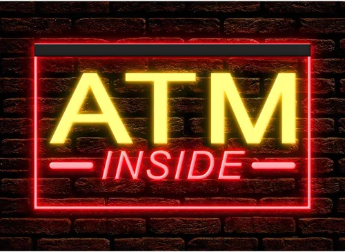 Vista 4 de 120049 ATM Inside 24 Hour Deposit Check Banking Display LED Light Letrero de neón (12 x 8 pulgadas, 16 colores por control remoto)