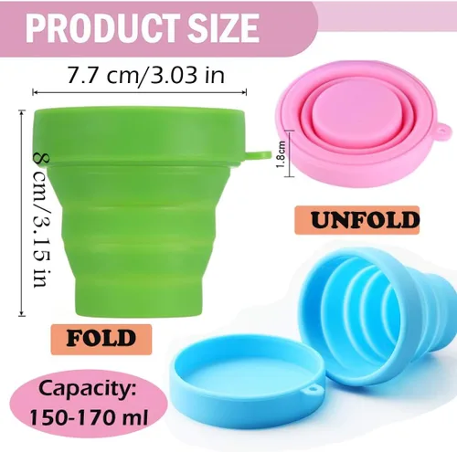 Vista 9 de AKOAK Taza de viaje plegable de silicona, taza portátil para hacer gárgaras, para salir, viajar y acampar (juego de 3, color caramelo)