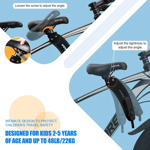 Vista 5 de XIEEIX Child Bike Seat, Kids Bike Seat with Guardrail, High Seat Cushion Backrest Mountain Bike Child Bike Seat, Bicycle Child Safety Seat for