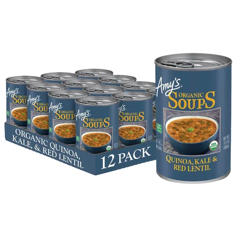 Vista 14 de Amy’s - Sopa vegana ligera en sodio con lentejas y verduras, sin gluten, hecha con verduras orgánicas, sopa enlatada, 14.5 oz (paquete de 12)