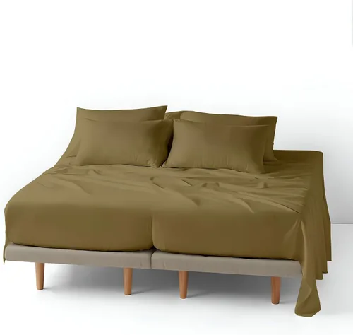 Vista 23 de ARlinen Juego de sábanas de 5 piezas para camas ajustables de hasta 16 pulgadas, color burdeos